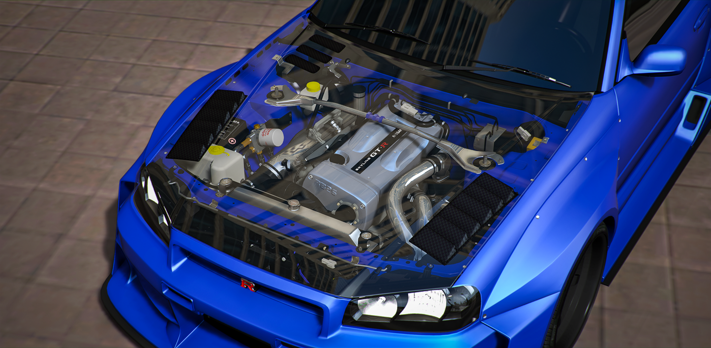 Nissan Skyline R34 Widebody With Glass Hood Props | WMAC