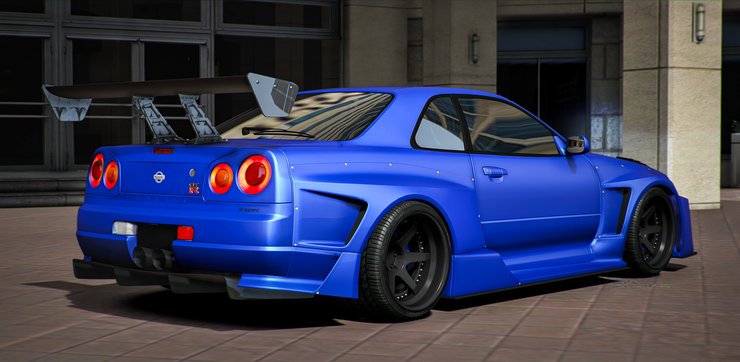 Nissan Skyline R34 Widebody With Glass Hood Props | WMAC