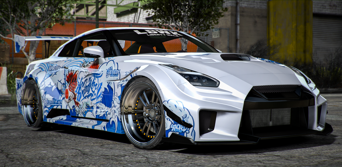 (Debadged) Nissan GTR R35 Liberty Walk Livery Custom – Gorilla Cars & MLO