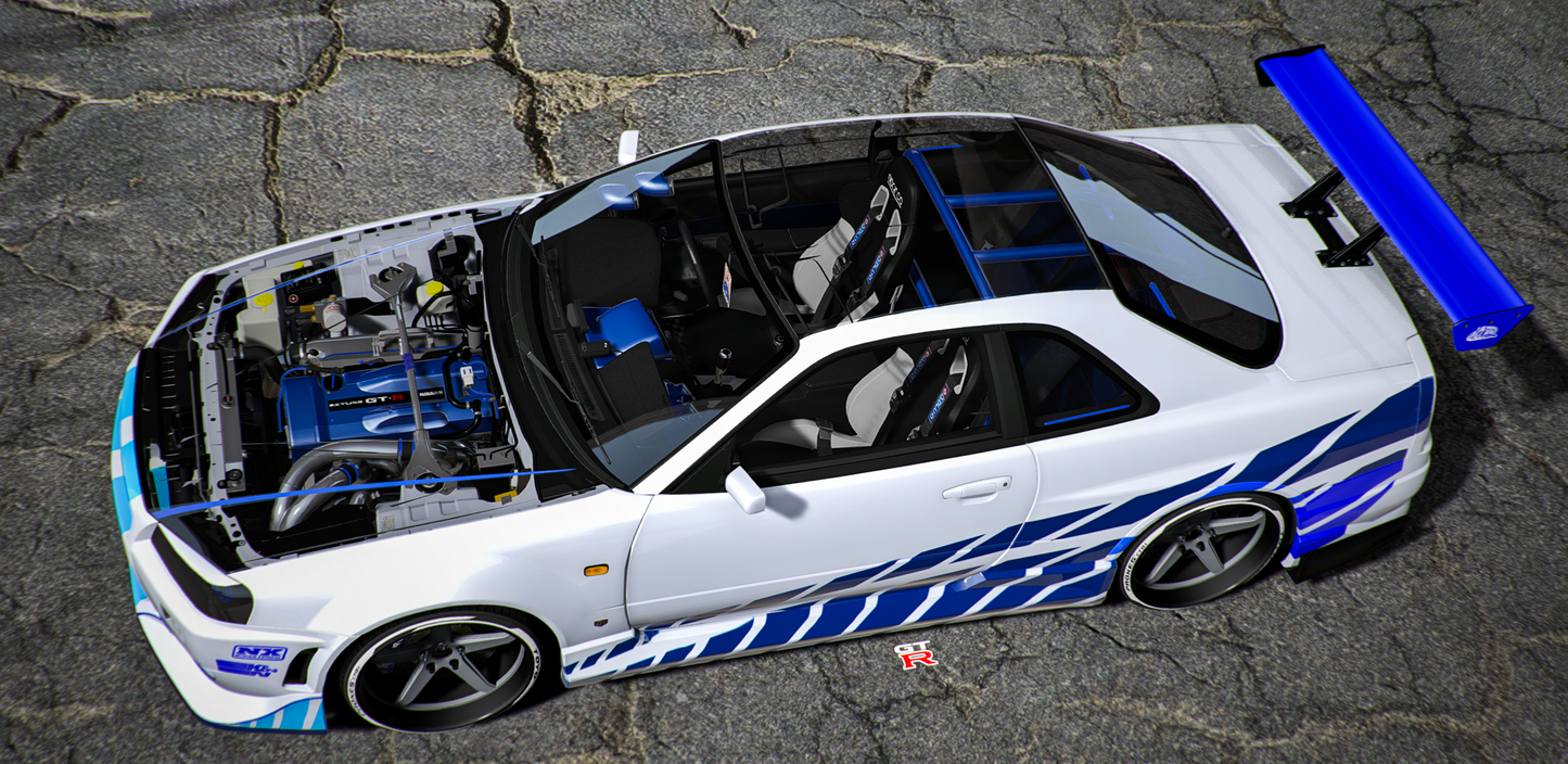 Nissan Skyline GTR R34 Paul Walker [250+ Tuning Parts] | Port Baek
