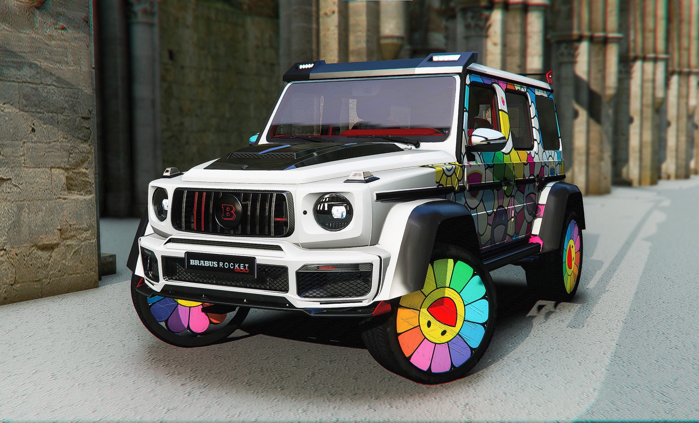 Custom Sunflower wrapped Gwagon on Custom sunflower rims | RTG Customs ...