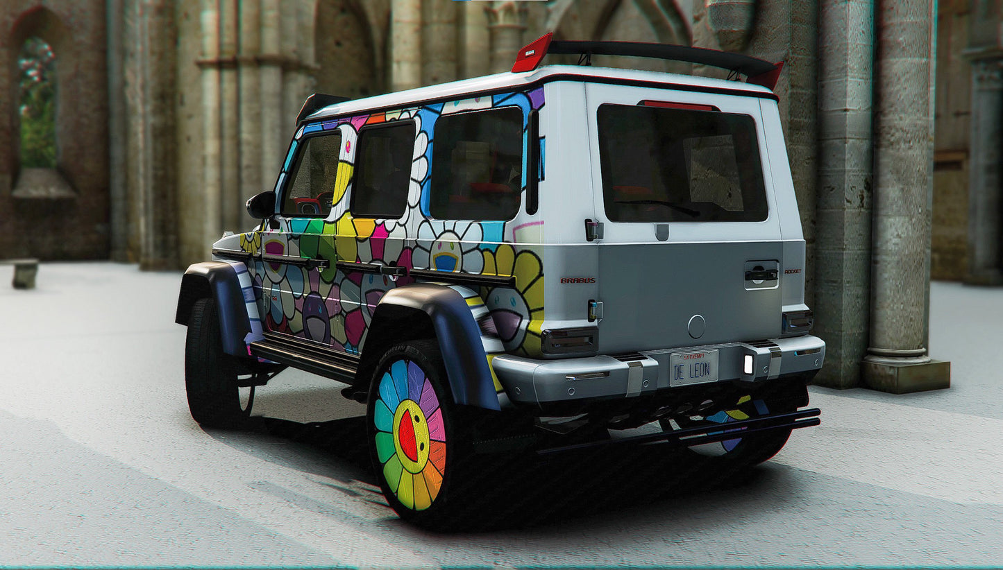 Custom Sunflower wrapped Gwagon on Custom sunflower rims | RTG Customs