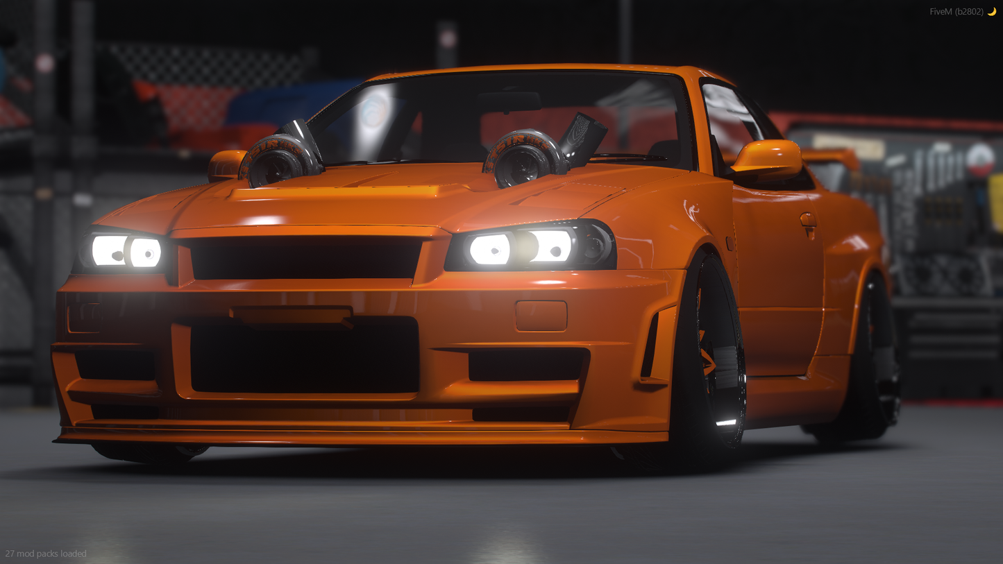 Nissan Skyline R34 Hood Twin Turbo Stanced | Tora